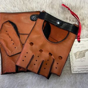 Men's Camel & Black Driving Gloves | Italian Aniline Leather | Exposed Seams | Unlined | Luxury gift for men|Sport driving gloves (HCO22013)