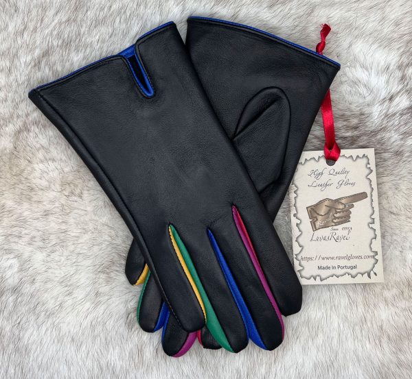 Ladies Leather Multicolor Gloves (Beverly) - Image 3