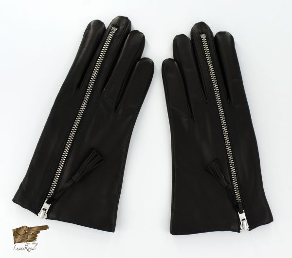 Ladies Leather Gloves with Zipper (Zoe_2021) - Image 2