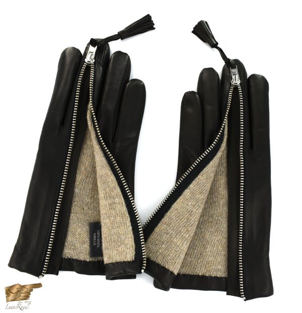 Ladies Leather Gloves with Zipper (Zoe_2021) - Image 3